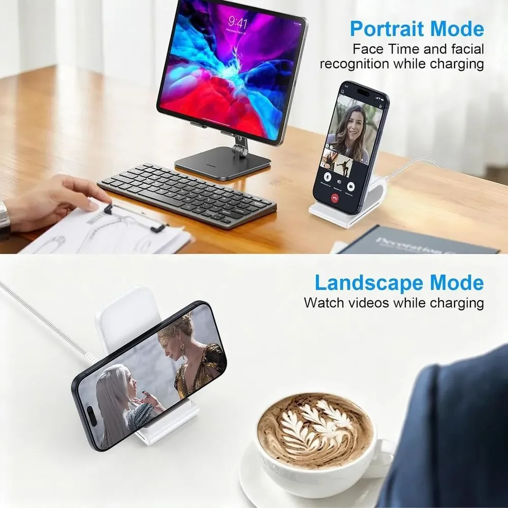 15W Fast Wireless Charger Stand for Samsung Z Fold 8 Flip 8 S26 Ultra Pixel 10